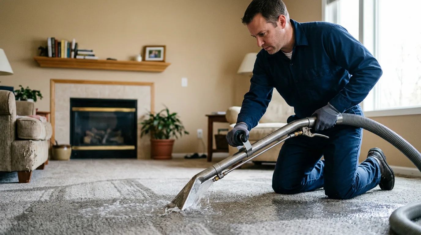 Water damage restoration technician working near Garland, ME